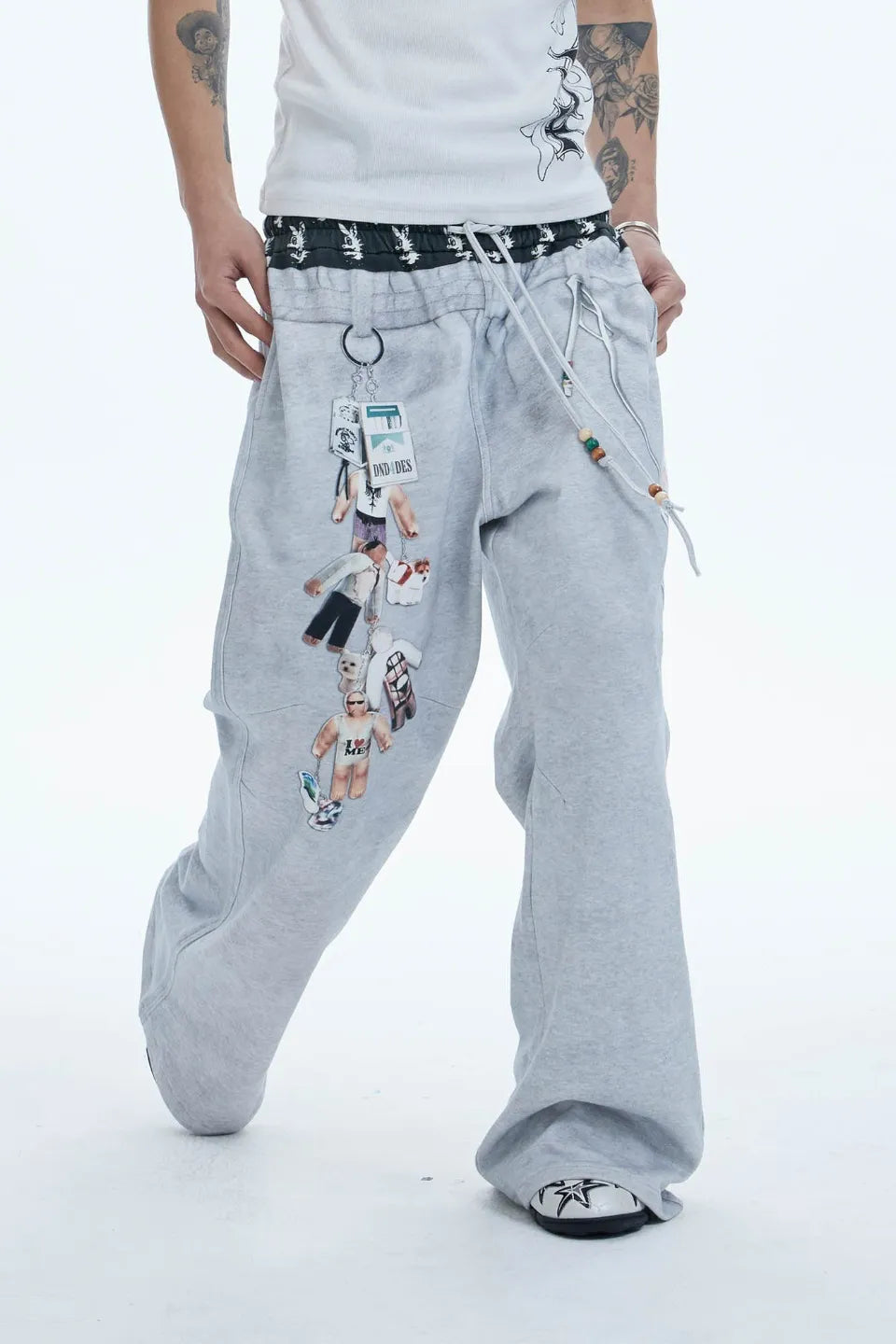 Doll Charm Graphic Double Waist Sweatpants