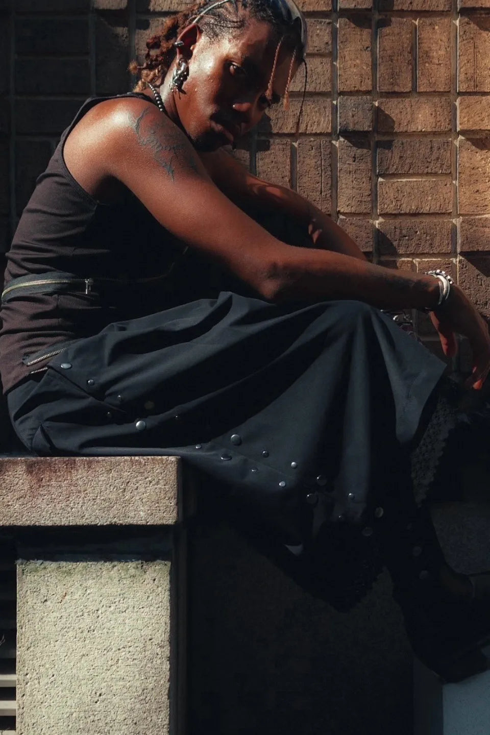 Double Belt Studs Shorts