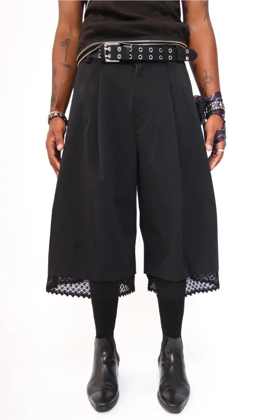 Double Belt Studs Shorts