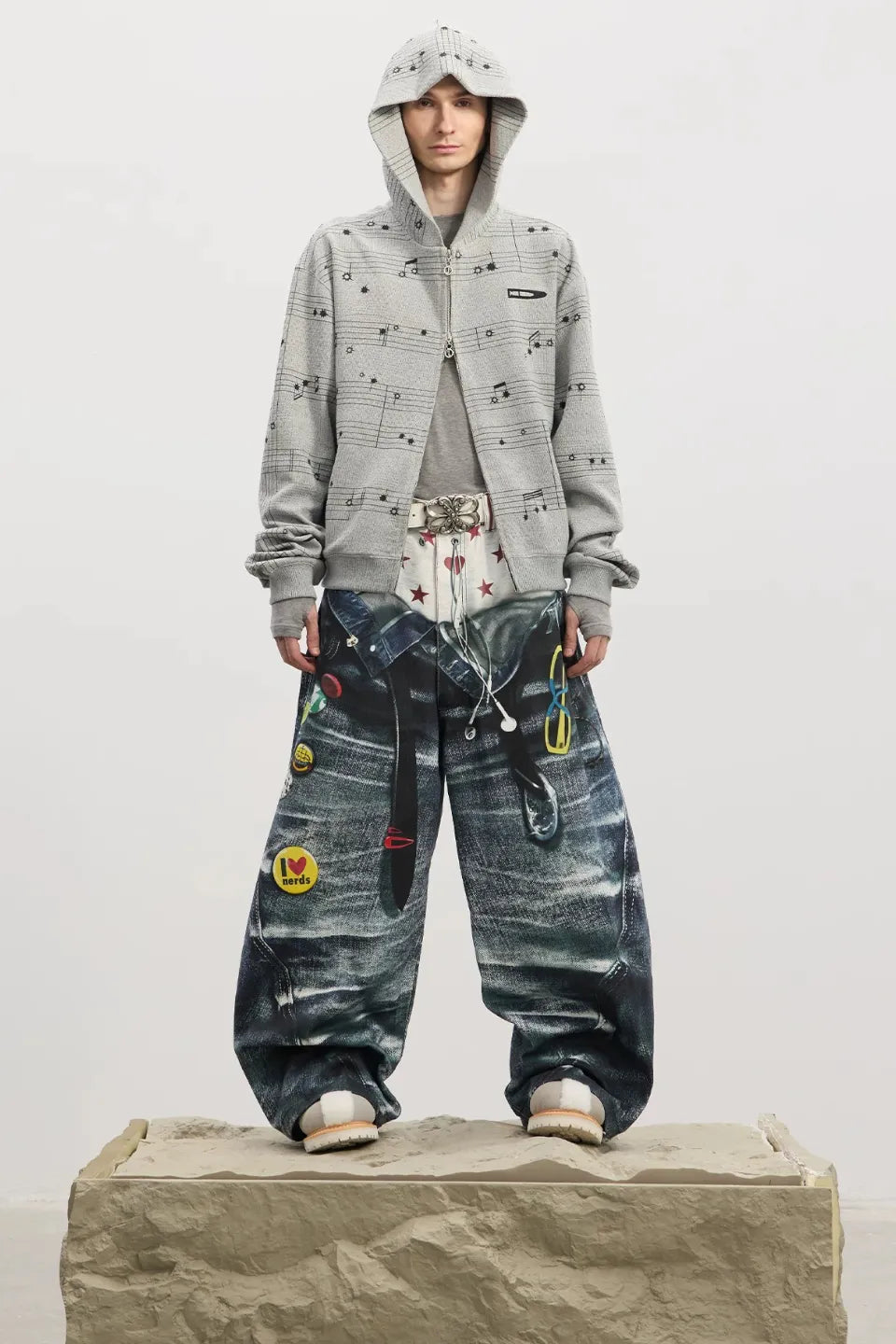 DND4DES | Double Layer Illusion Baggy Pants バギープリントパンツ