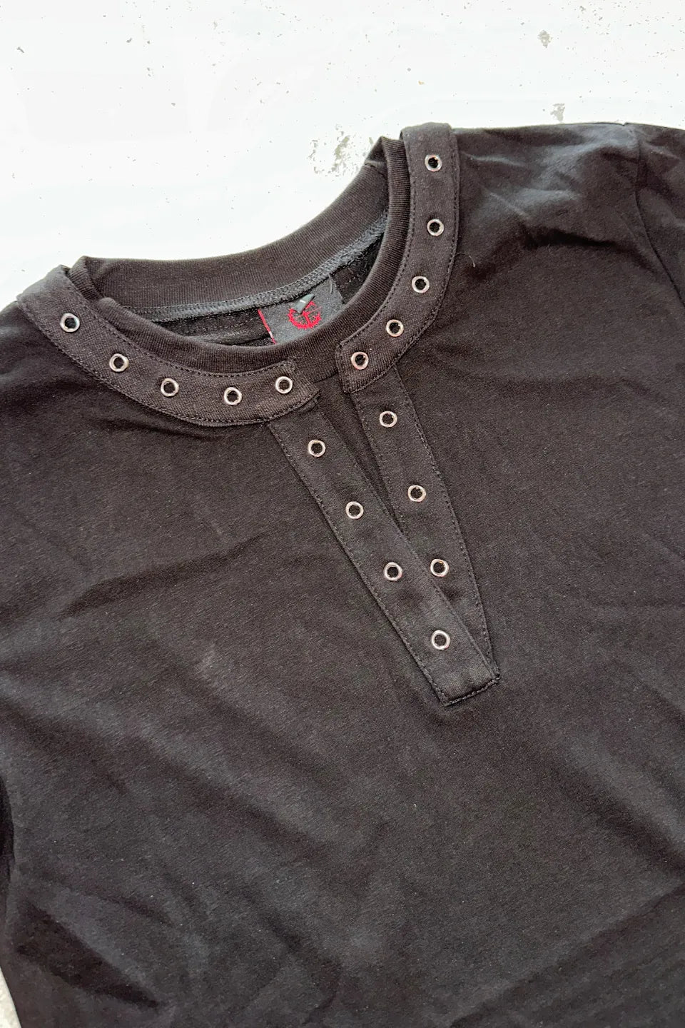 Double Layer V Neck Riveted T-Shirt