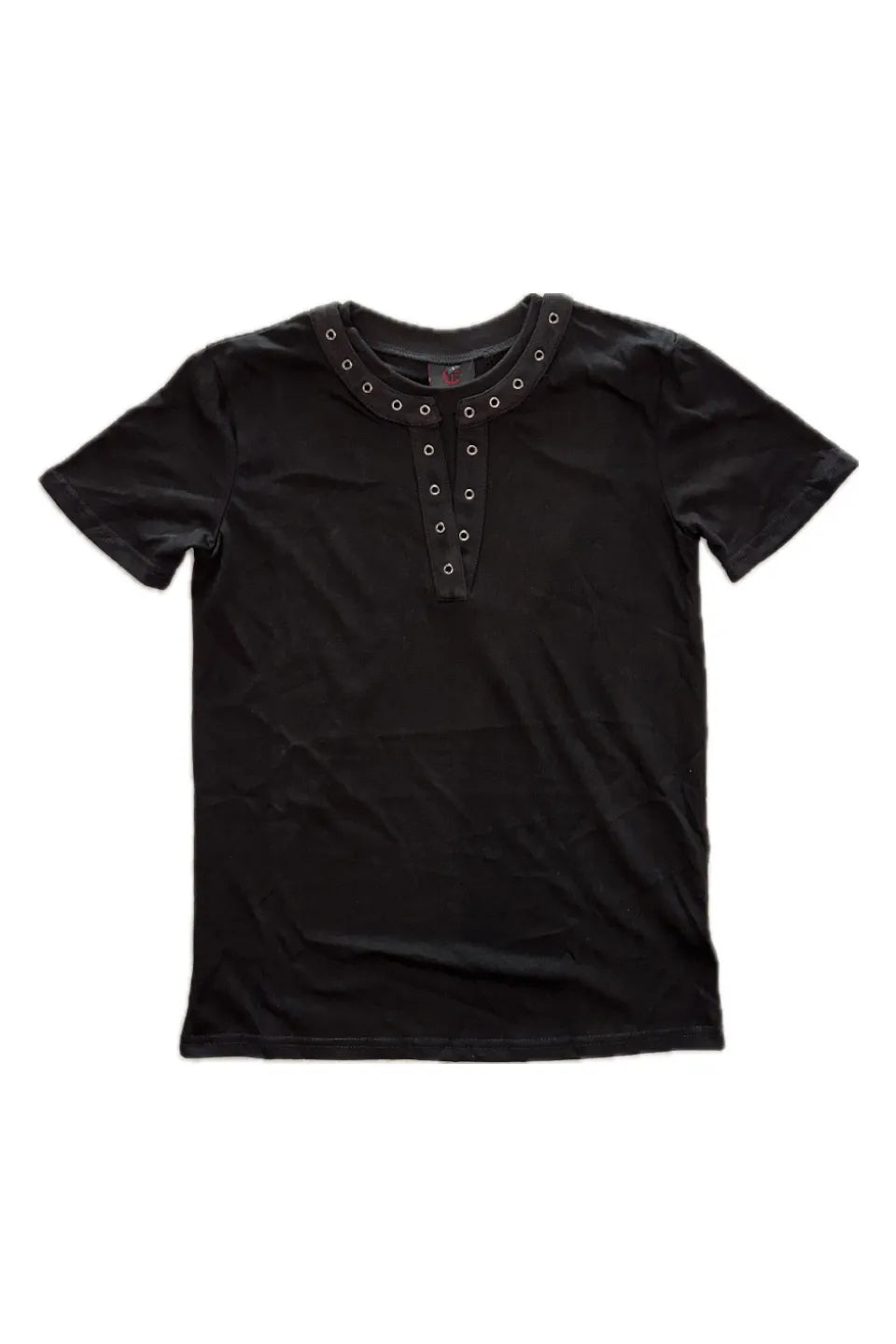 Double Layer V Neck Riveted T-Shirt