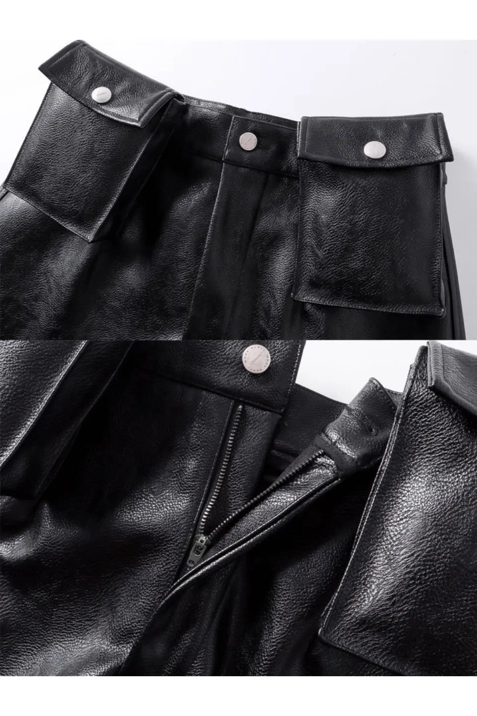 Double Waist Bag Structured Leather Pants