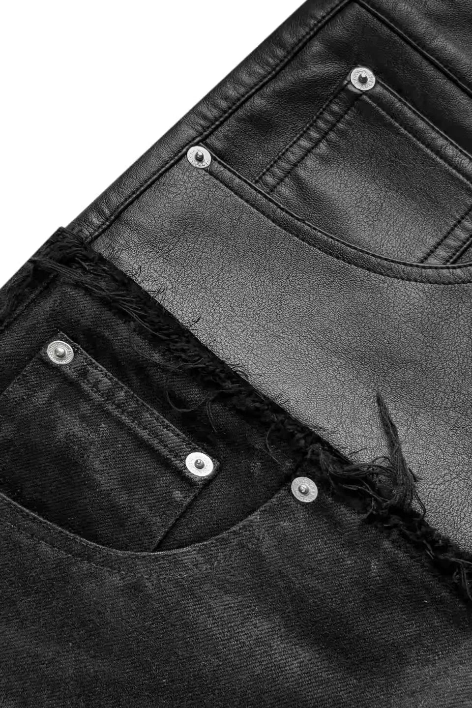 Double Waist Waxed Destroyed Jeans