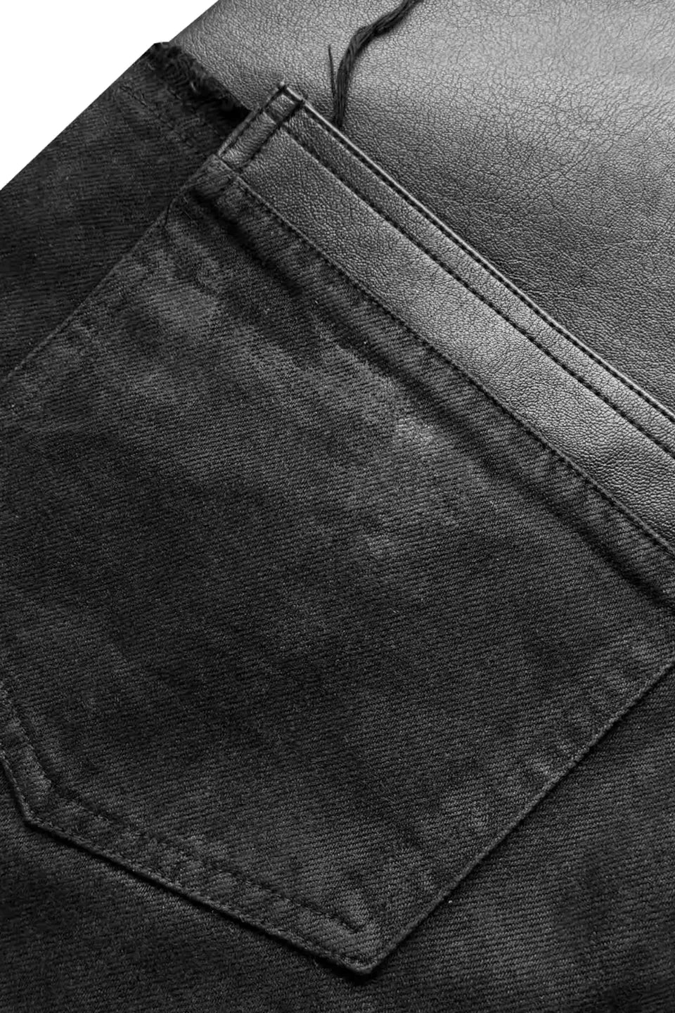 Double Waist Waxed Destroyed Jeans