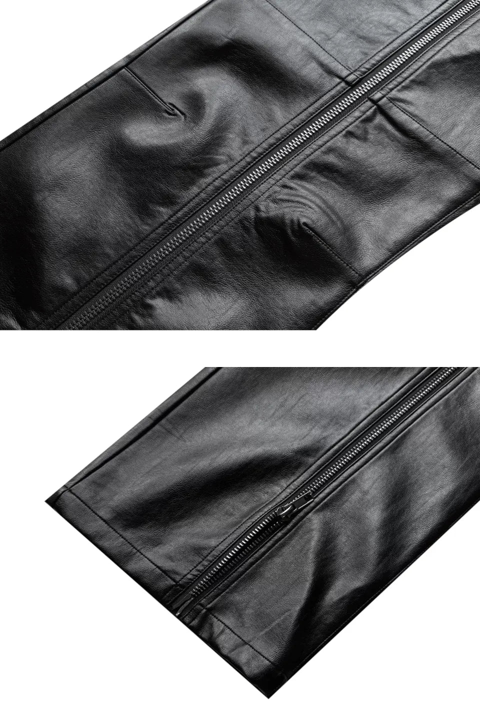 Double Zip Faux Leather Flare Pants