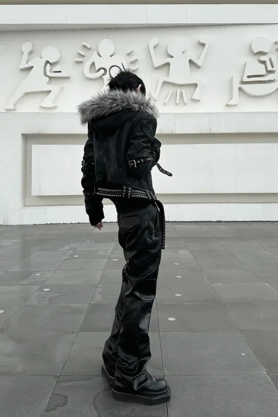 Double Zip Faux Leather Flare Pants
