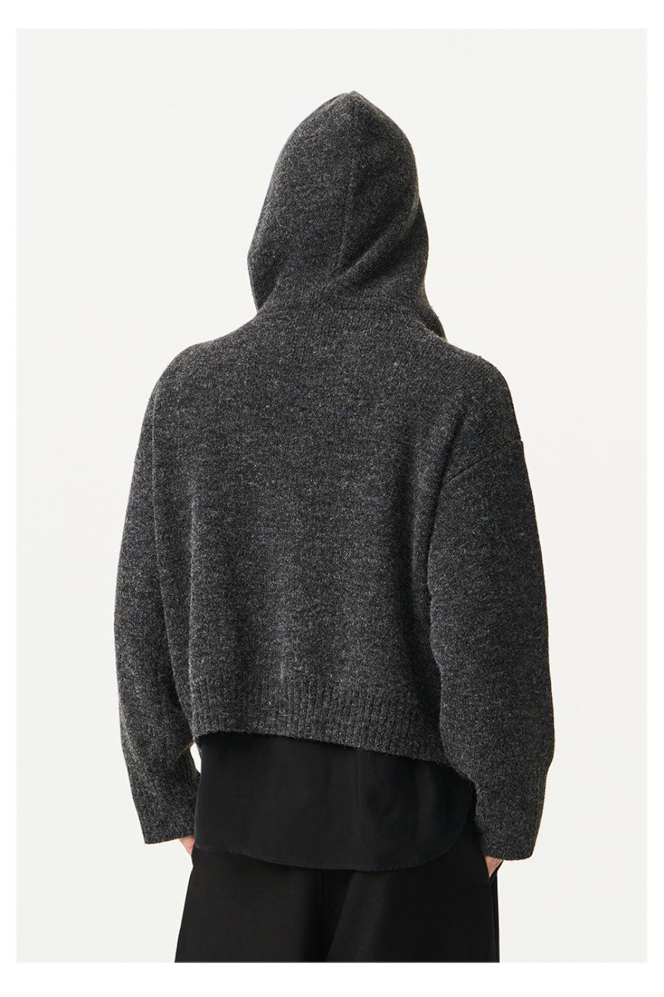 Double Zipper Knit Hoodie