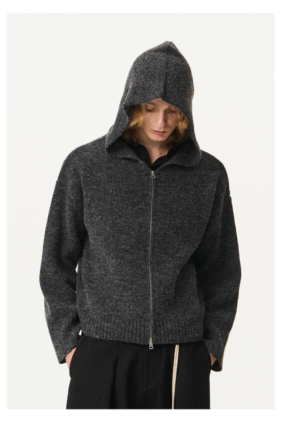 Double Zipper Knit Hoodie