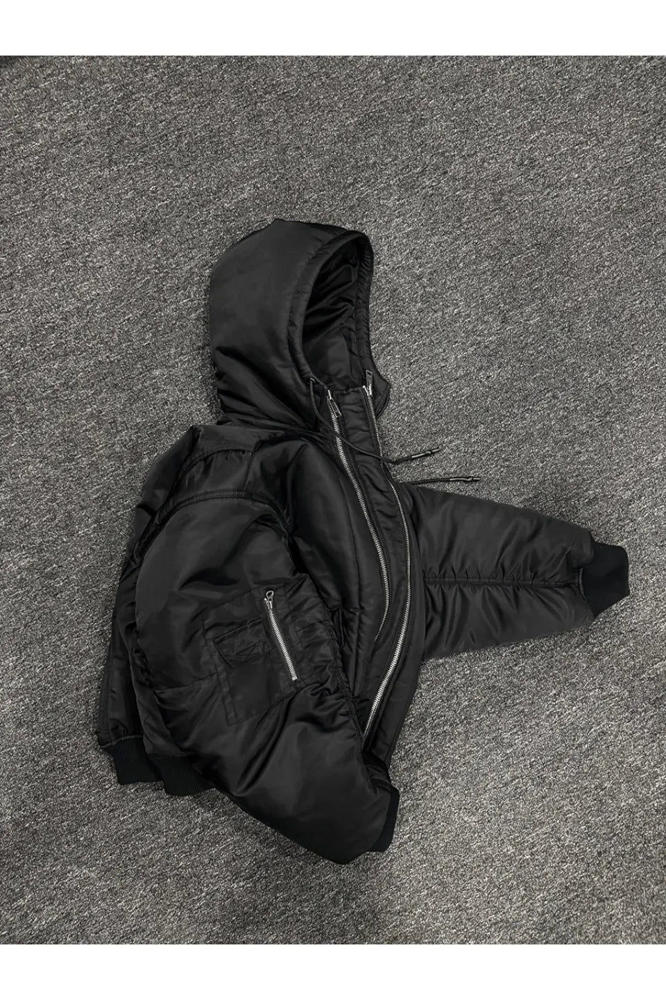 Double Zipper Nylon Detachable Hood Bomber