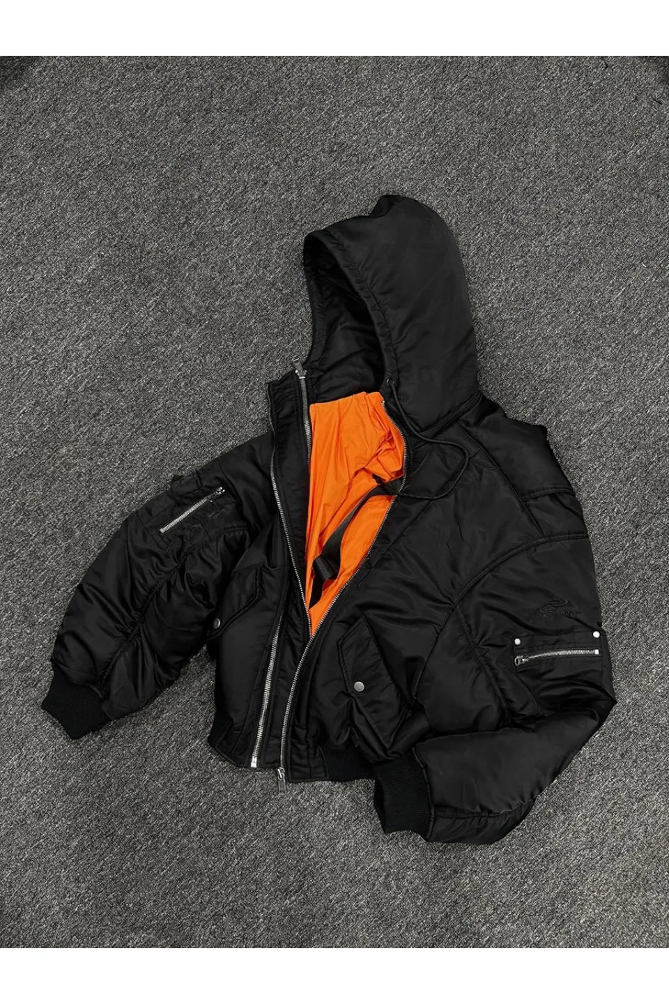 Double Zipper Nylon Detachable Hood Bomber