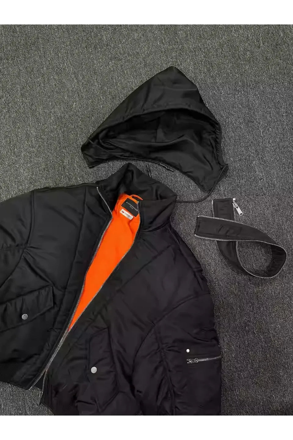 Double Zipper Nylon Detachable Hood Bomber