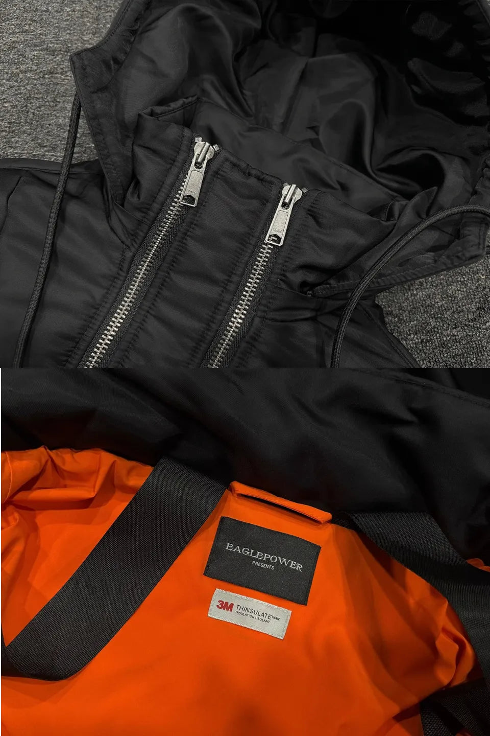 Double Zipper Nylon Detachable Hood Bomber