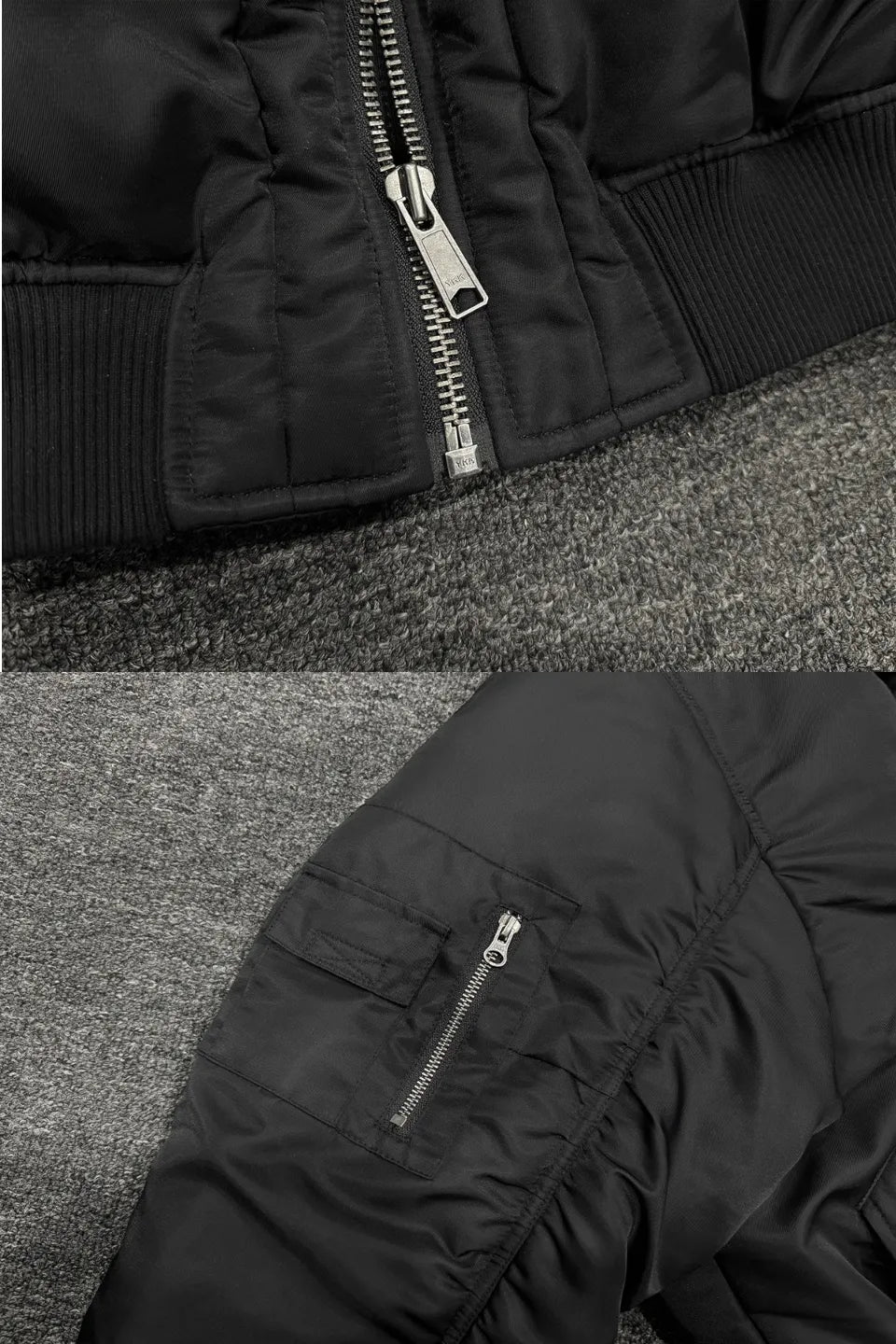 Double Zipper Nylon Detachable Hood Bomber