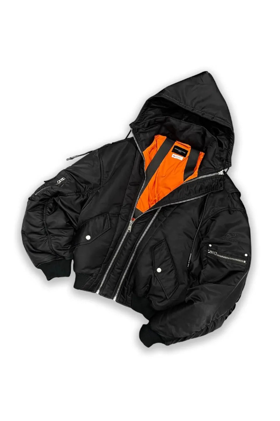 Double Zipper Nylon Detachable Hood Bomber