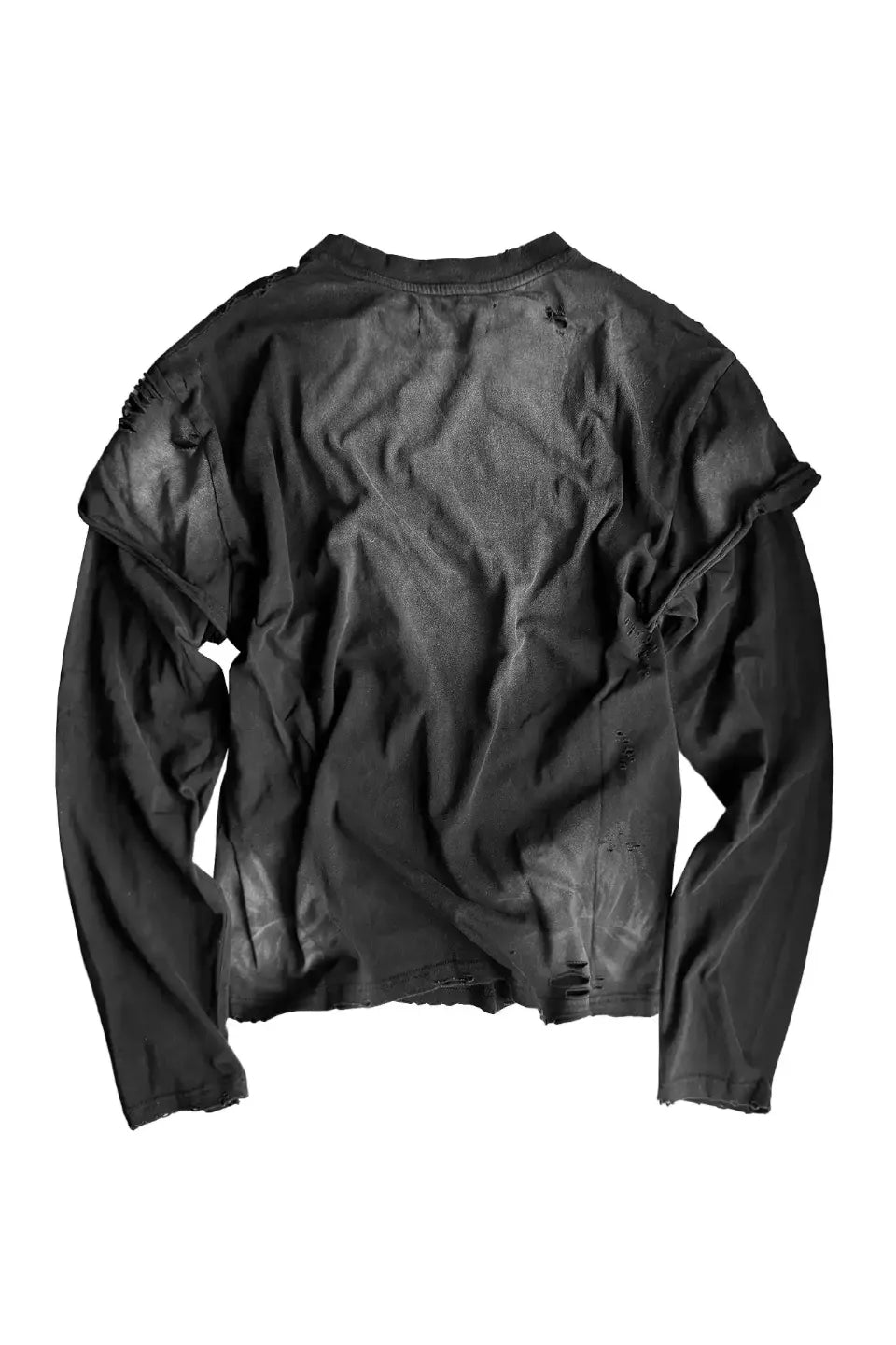 Double Layer Distressed Crinkled LS T-shirt