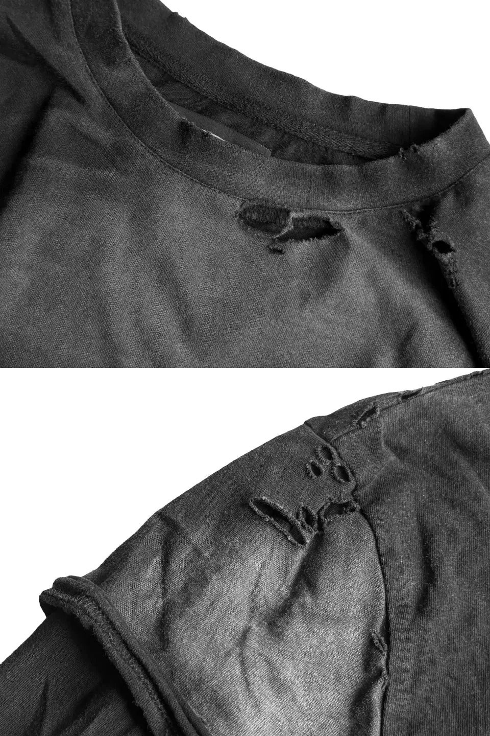 Double Layer Distressed Crinkled LS T-shirt