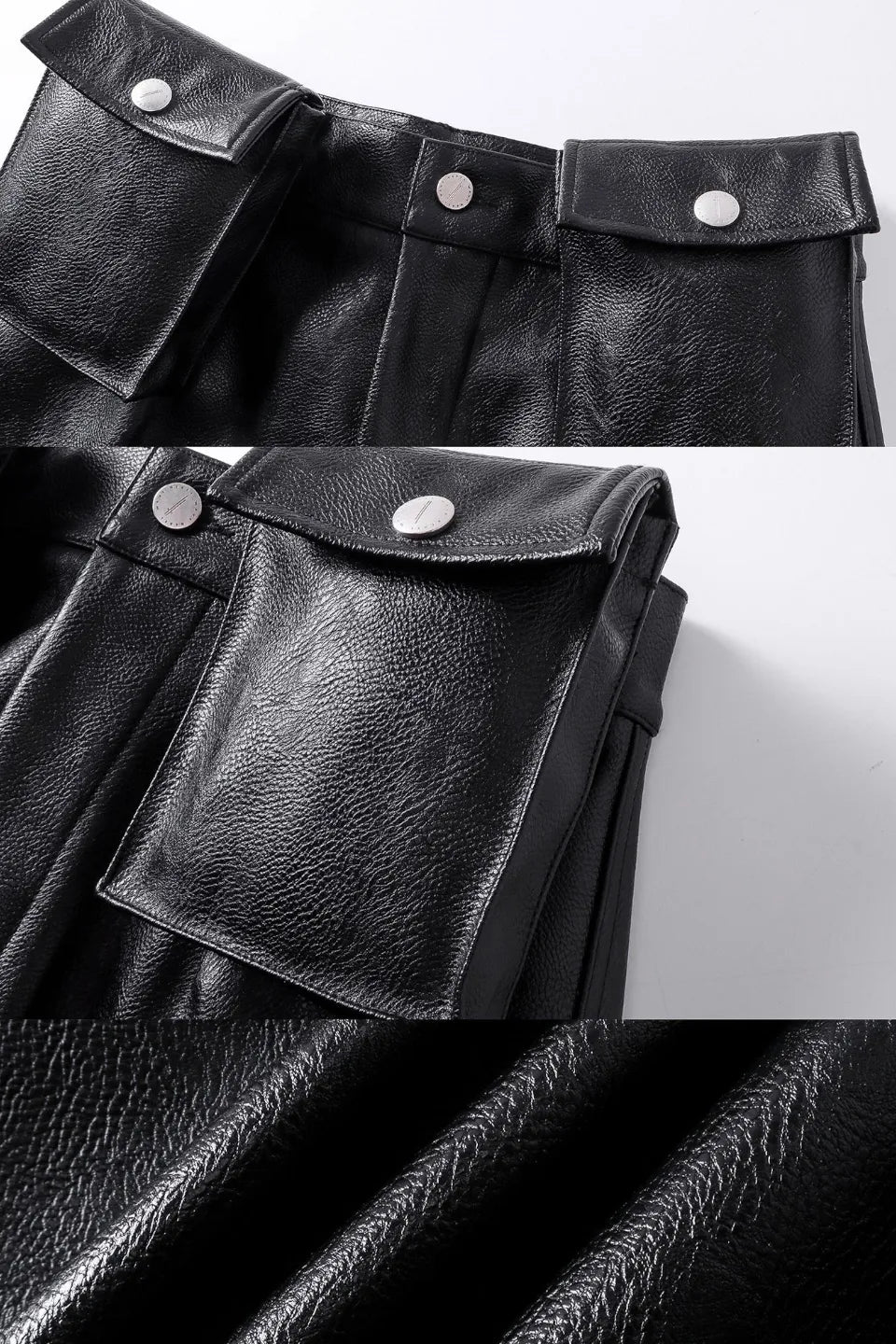 Double Waist Bag Structured Leather Pants