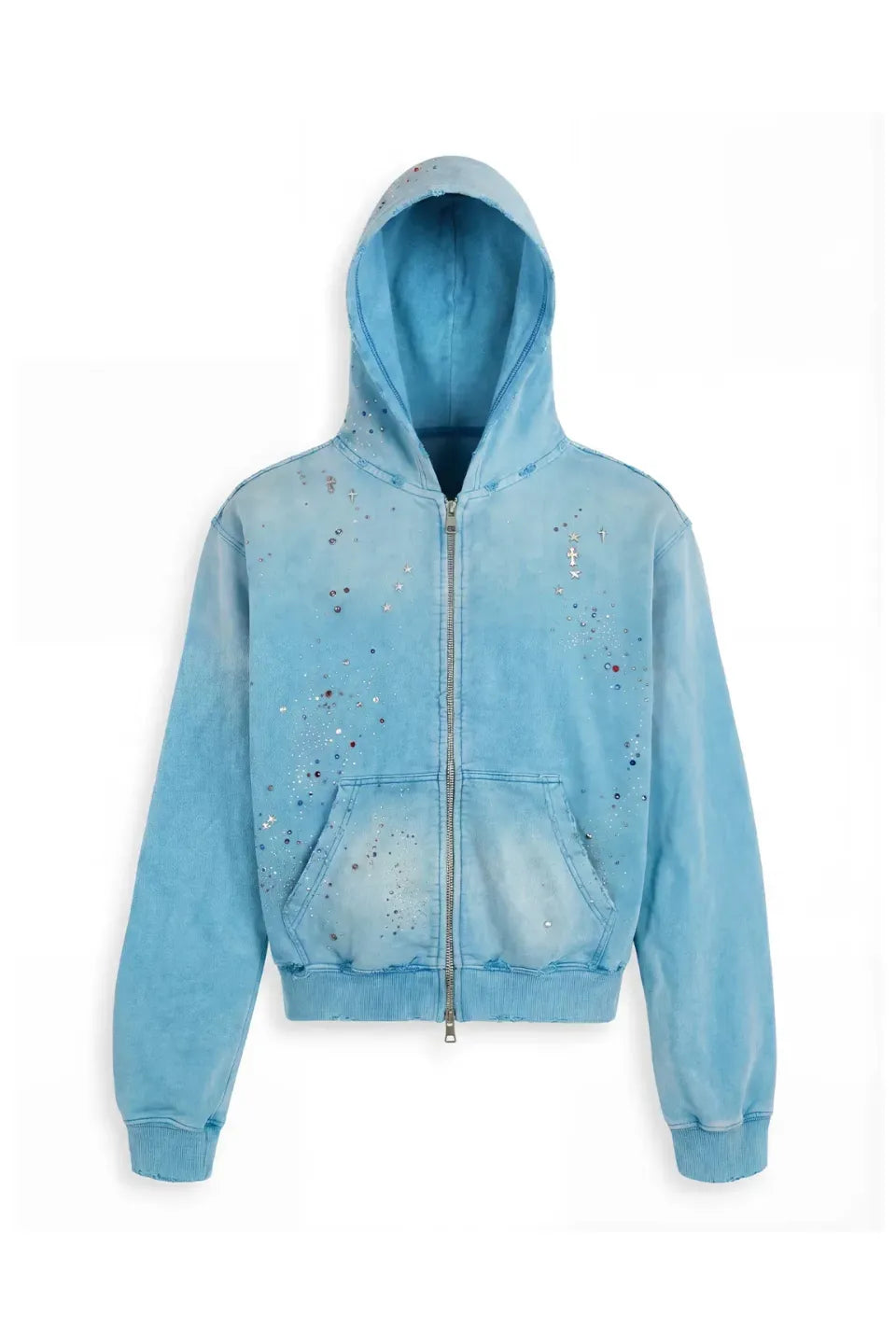 Dreamcore Virgin Mary Rhinestone Zip Hoodie