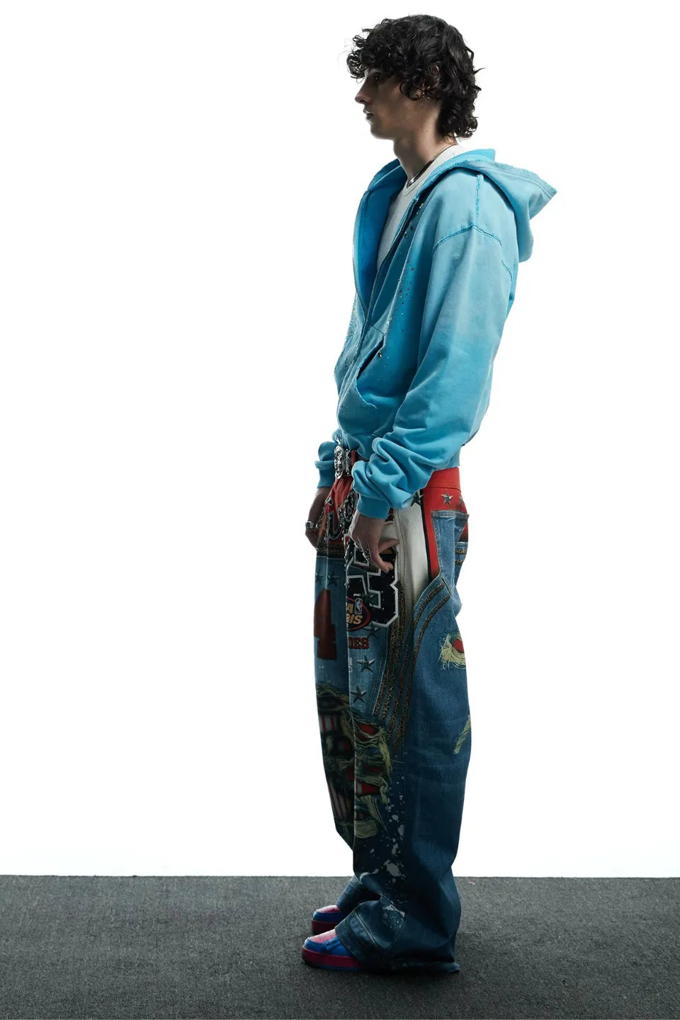 Dreamcore Virgin Mary Rhinestone Zip Hoodie