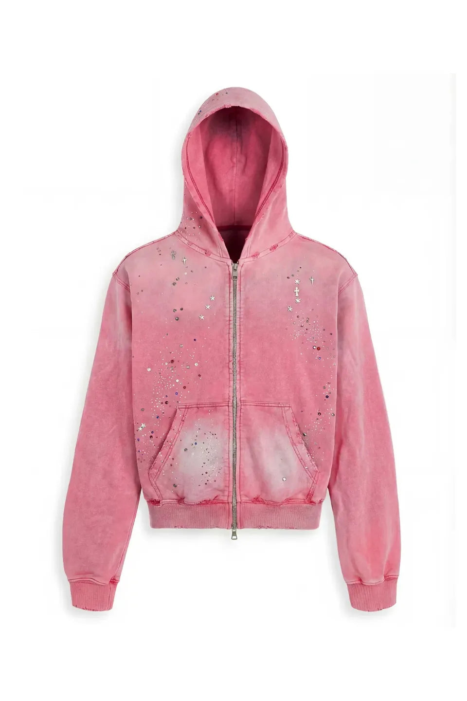 Dreamcore Virgin Mary Rhinestone Zip Hoodie