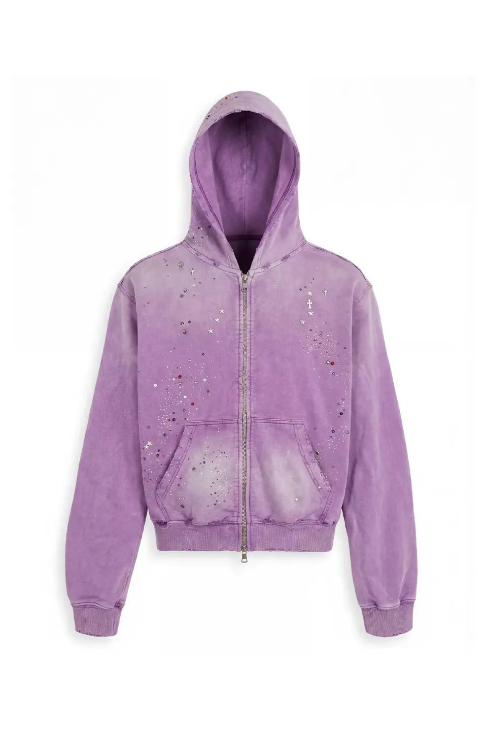 Dreamcore Virgin Mary Rhinestone Zip Hoodie