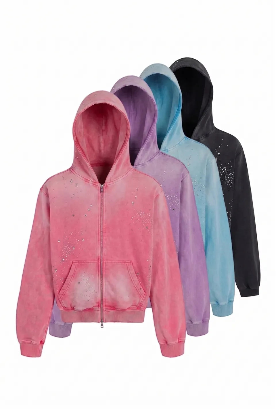 Dreamcore Virgin Mary Rhinestone Zip Hoodie