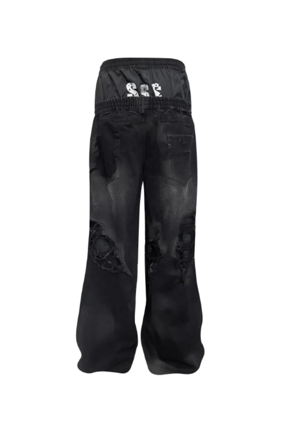 Dual Waist Distressed Baggy Jeans