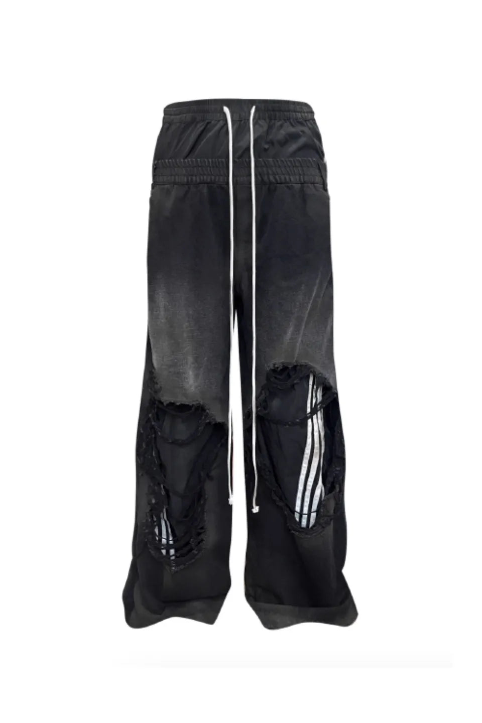 Dual Waist Distressed Baggy Jeans