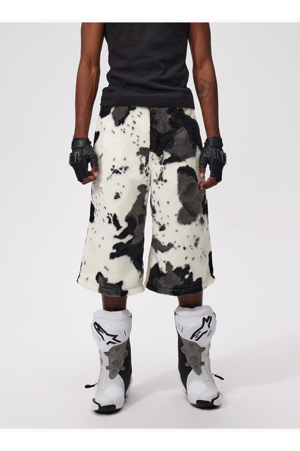 Eco Leather Cow Print Cropped Pants
