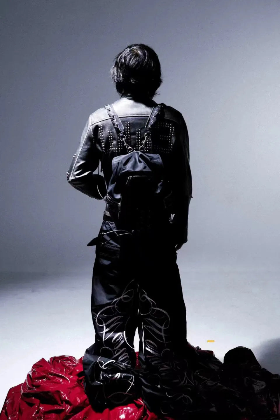 Embroidered Ultra Long Nylon Pants