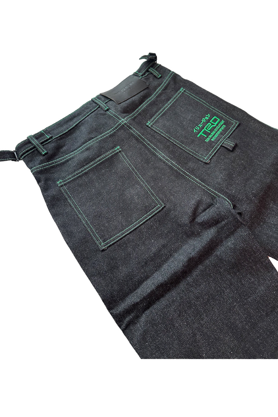 Embroidered Unslicked Raw Color Raw Denim Trousers