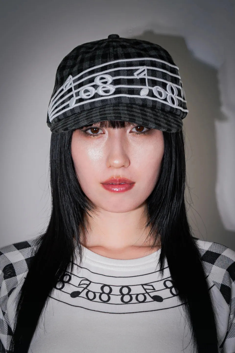 Embroidery Plaid Cap