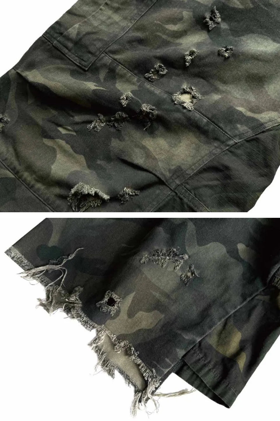 Enzyme Washed Camo Patchwork Shorts