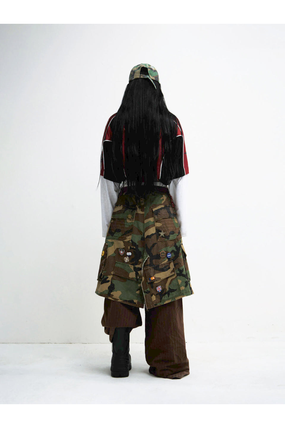 Fake Two Piece Camo Patchwork Cargo Pants