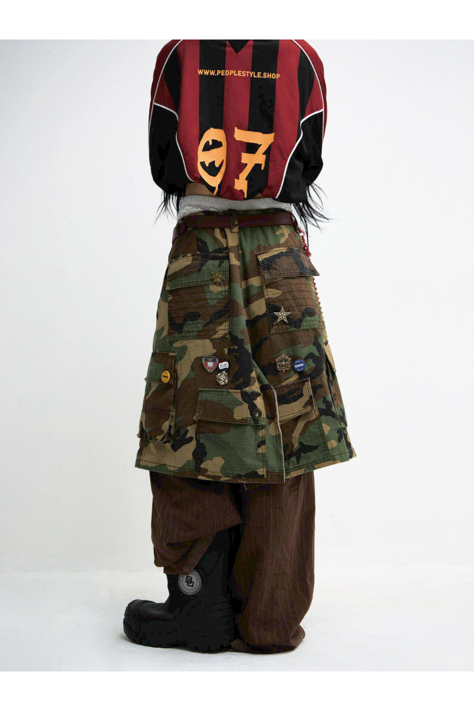 Fake Two Piece Camo Patchwork Cargo Pants