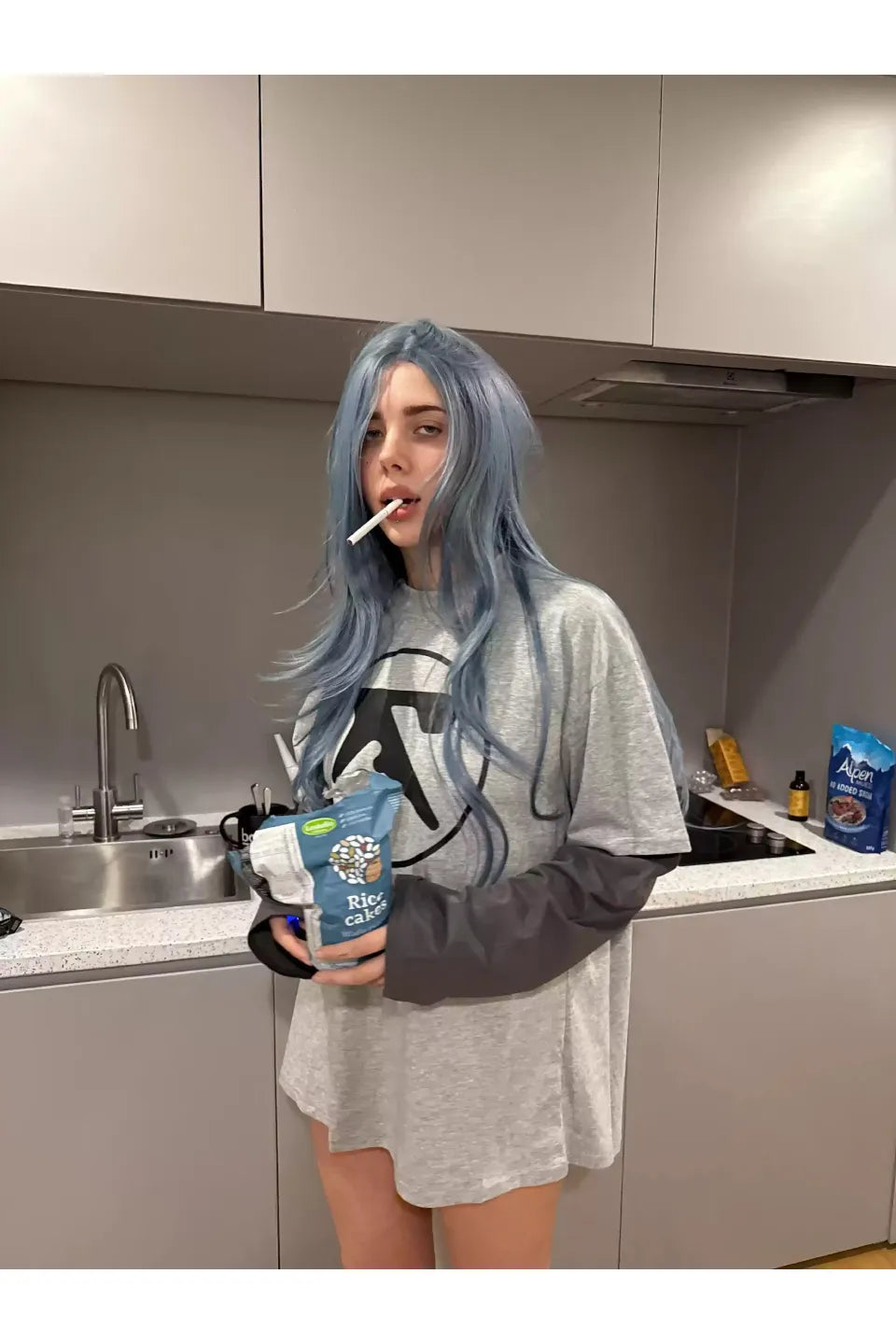 Fake Two Tone Oversized Long Sleeve Tee