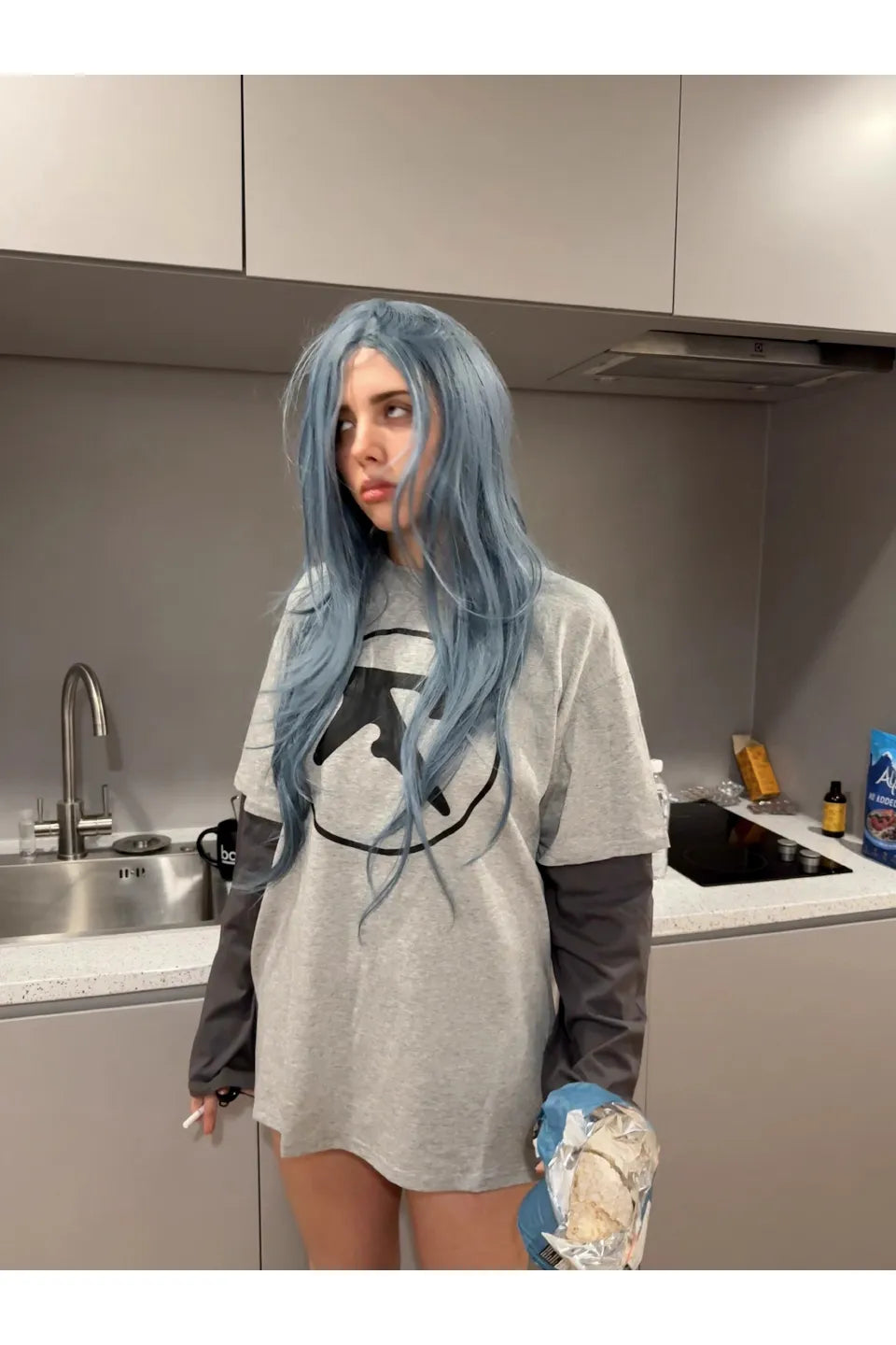 Fake Two Tone Oversized Long Sleeve Tee