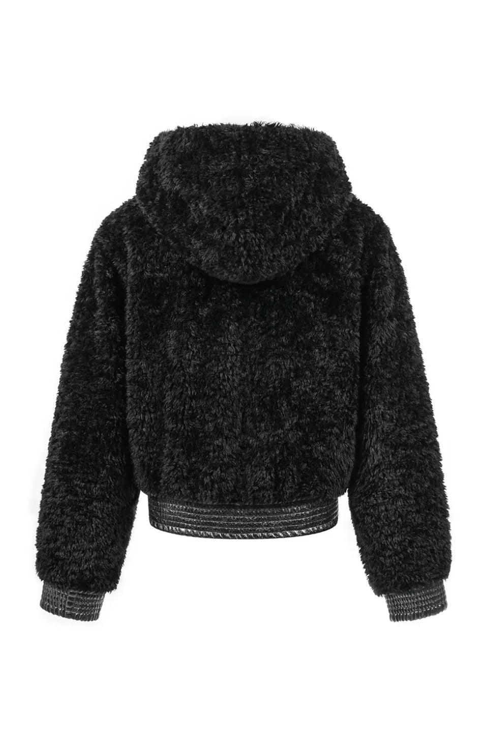 Faux Fur and Leather Hooded Jacket