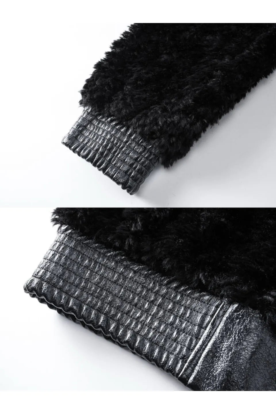 Faux Fur and Leather Hooded Jacket