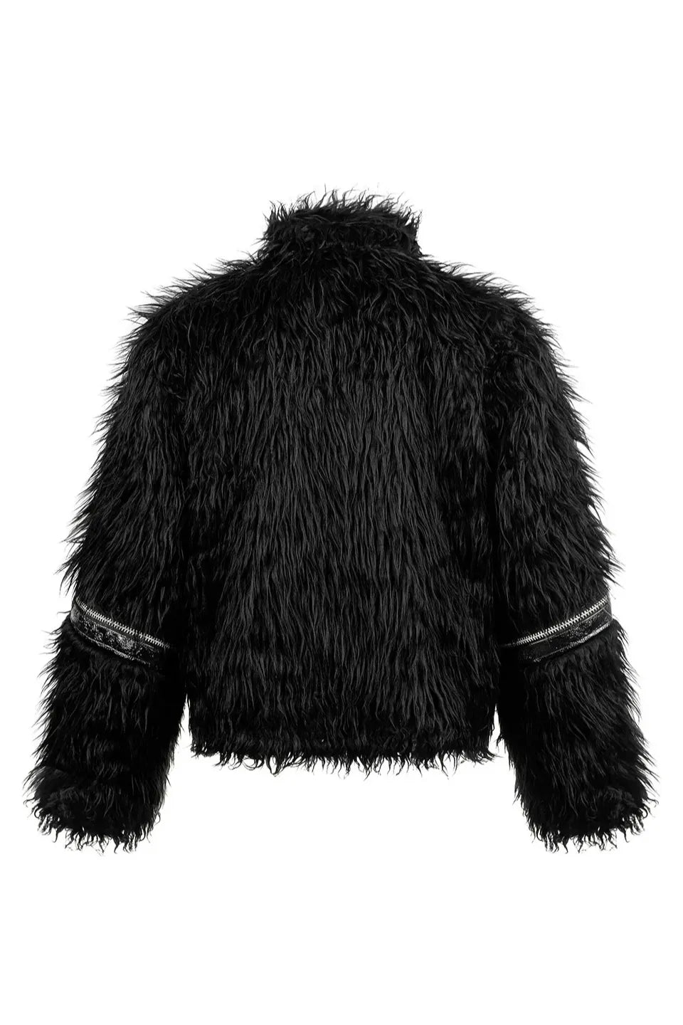 Faux Fur and Leather Zip Jacket