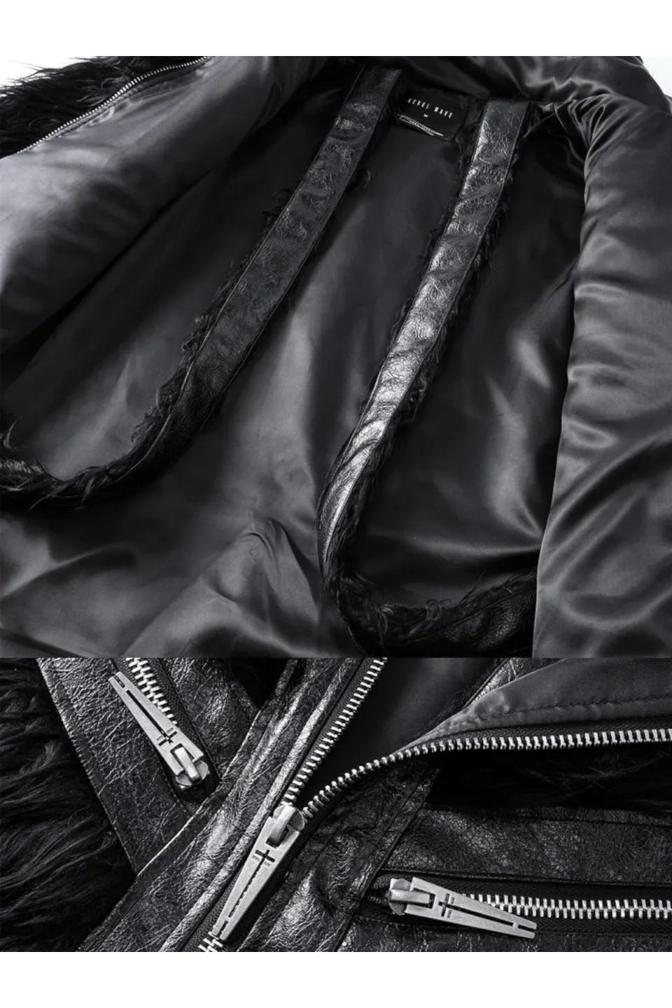 Faux Fur and Leather Zip Jacket