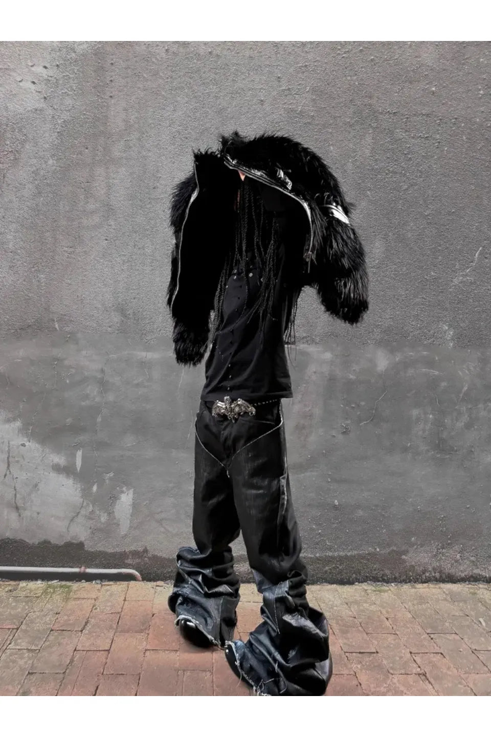 Faux Fur and Leather Zip Jacket