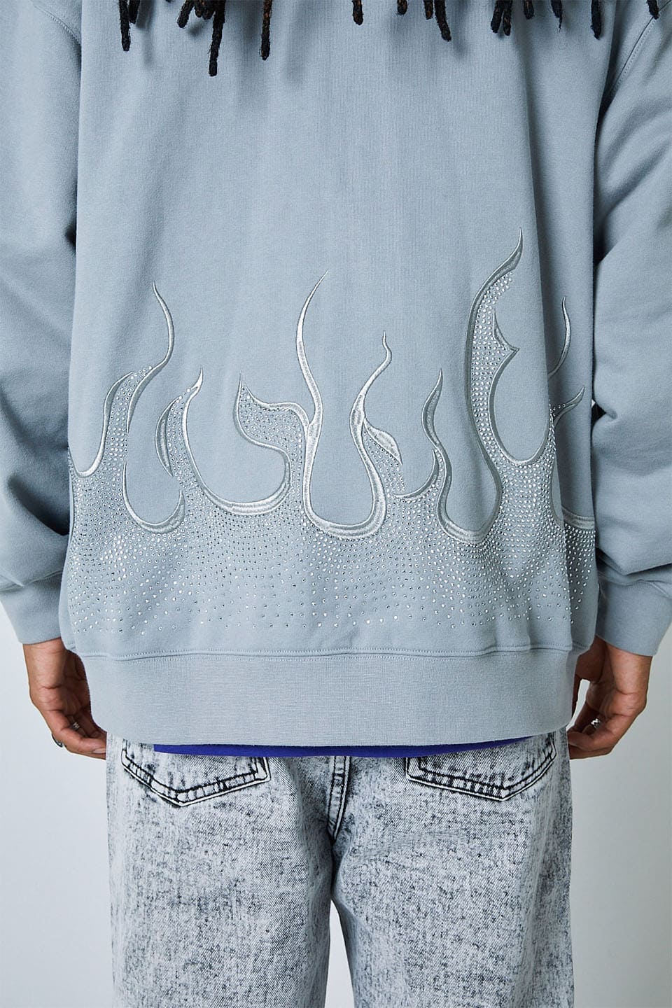 Supplier - Fire Pattern Rhinestone Zip Hoodie サプライヤー ファイヤーパターンジップフーディ パーカー  ラインストーン