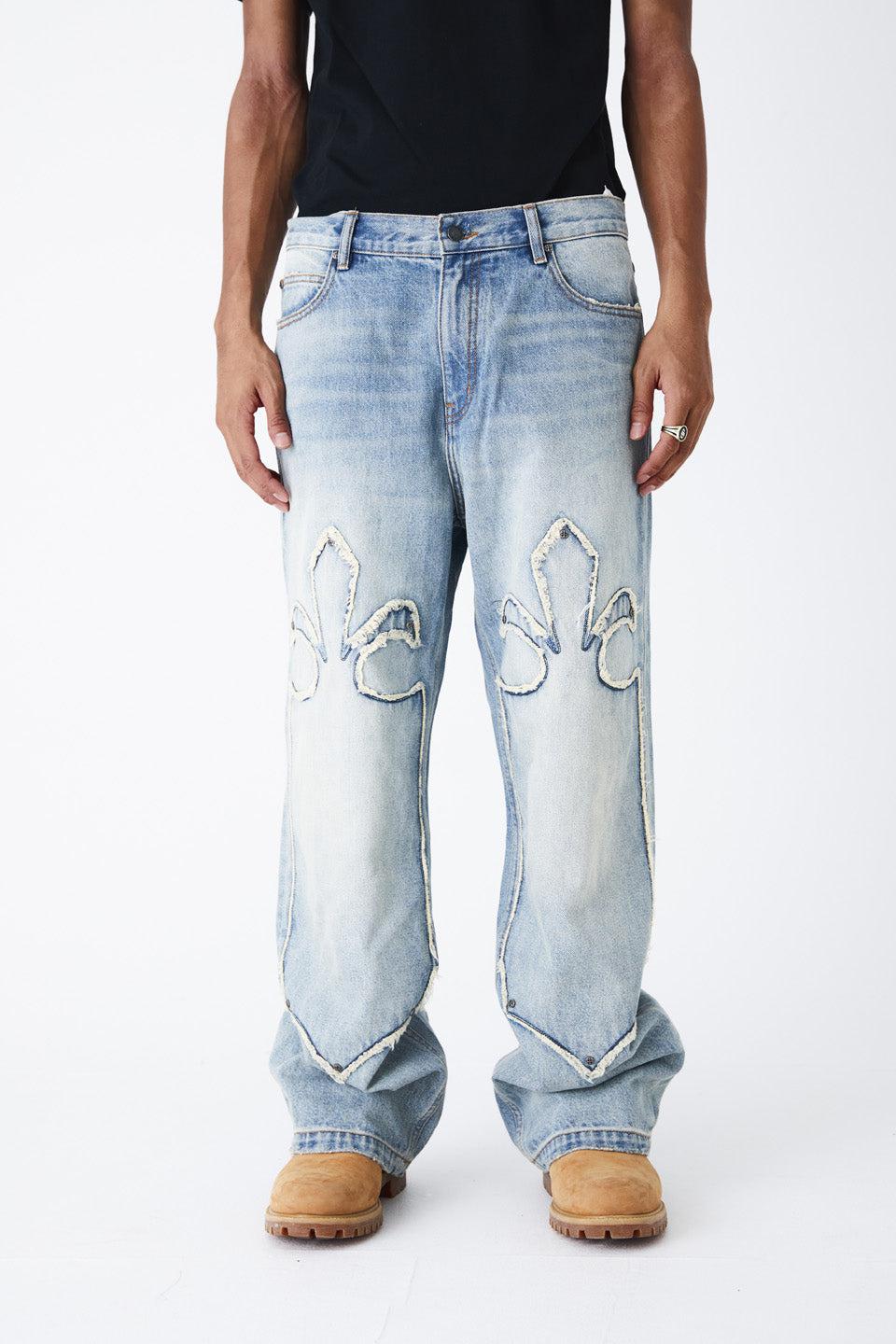 Fleur Cutting Double Knee Denim Pants