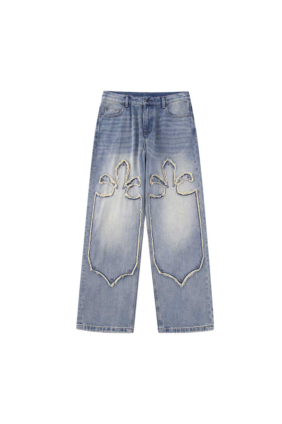 Fleur Cutting Double Knee Denim Pants