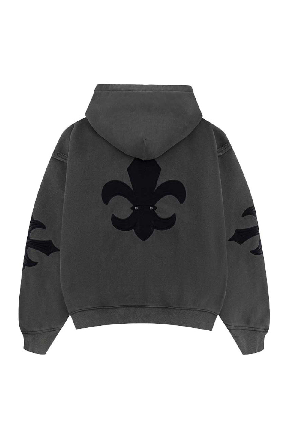 Fleur Leather Patch Zip Hoodie