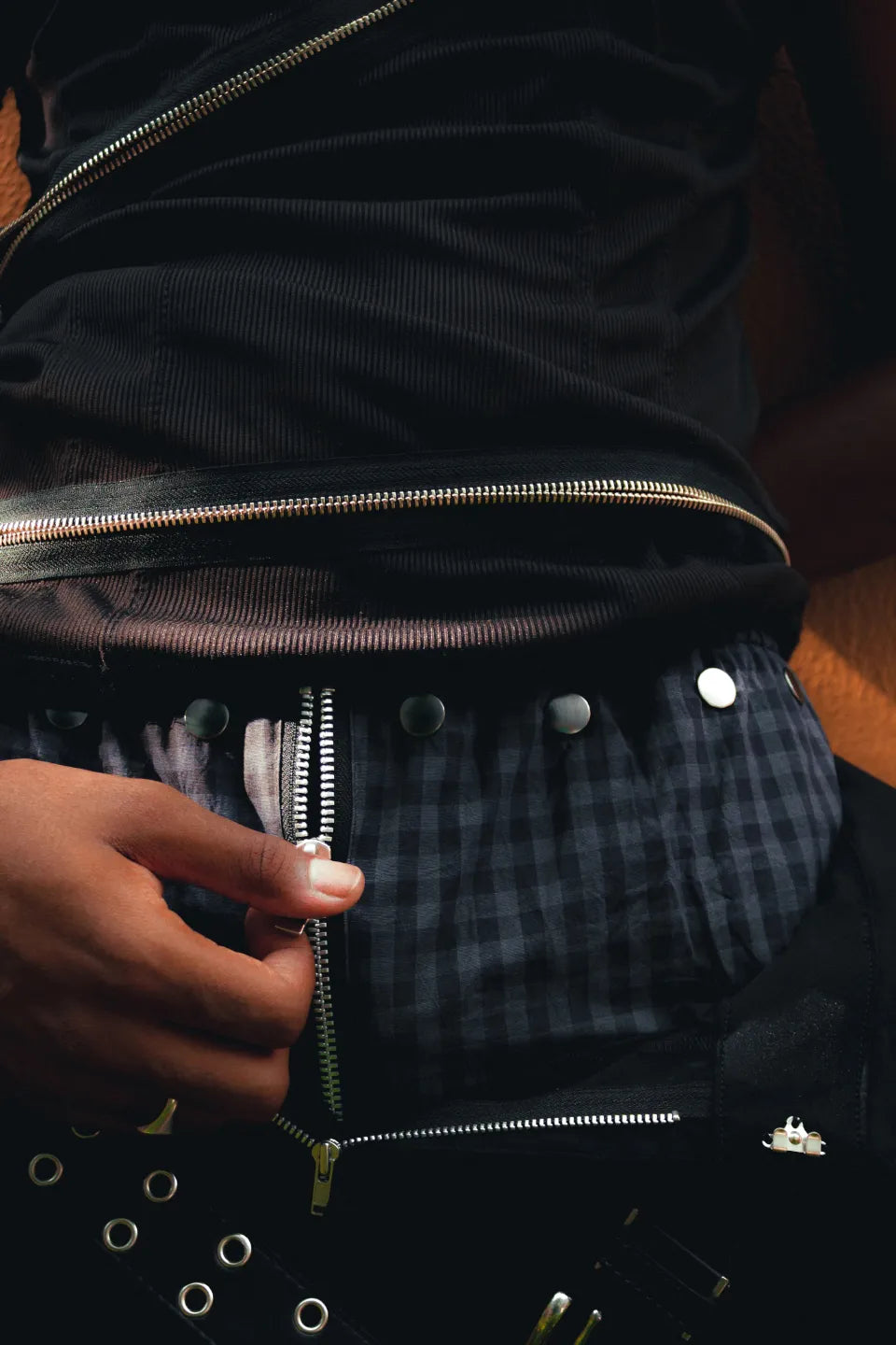 Front Zip Studded Trunks