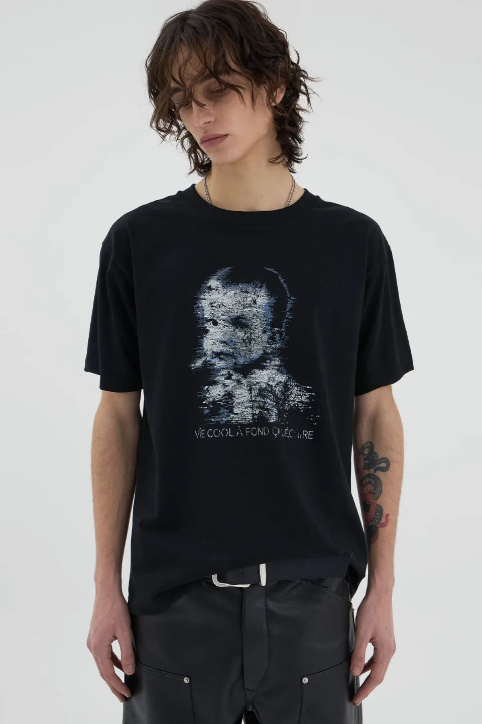 Glitch Face Print T-shirt