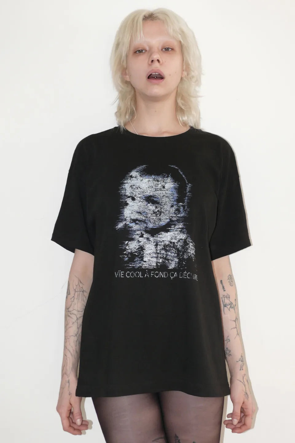 Glitch Face Print T-shirt
